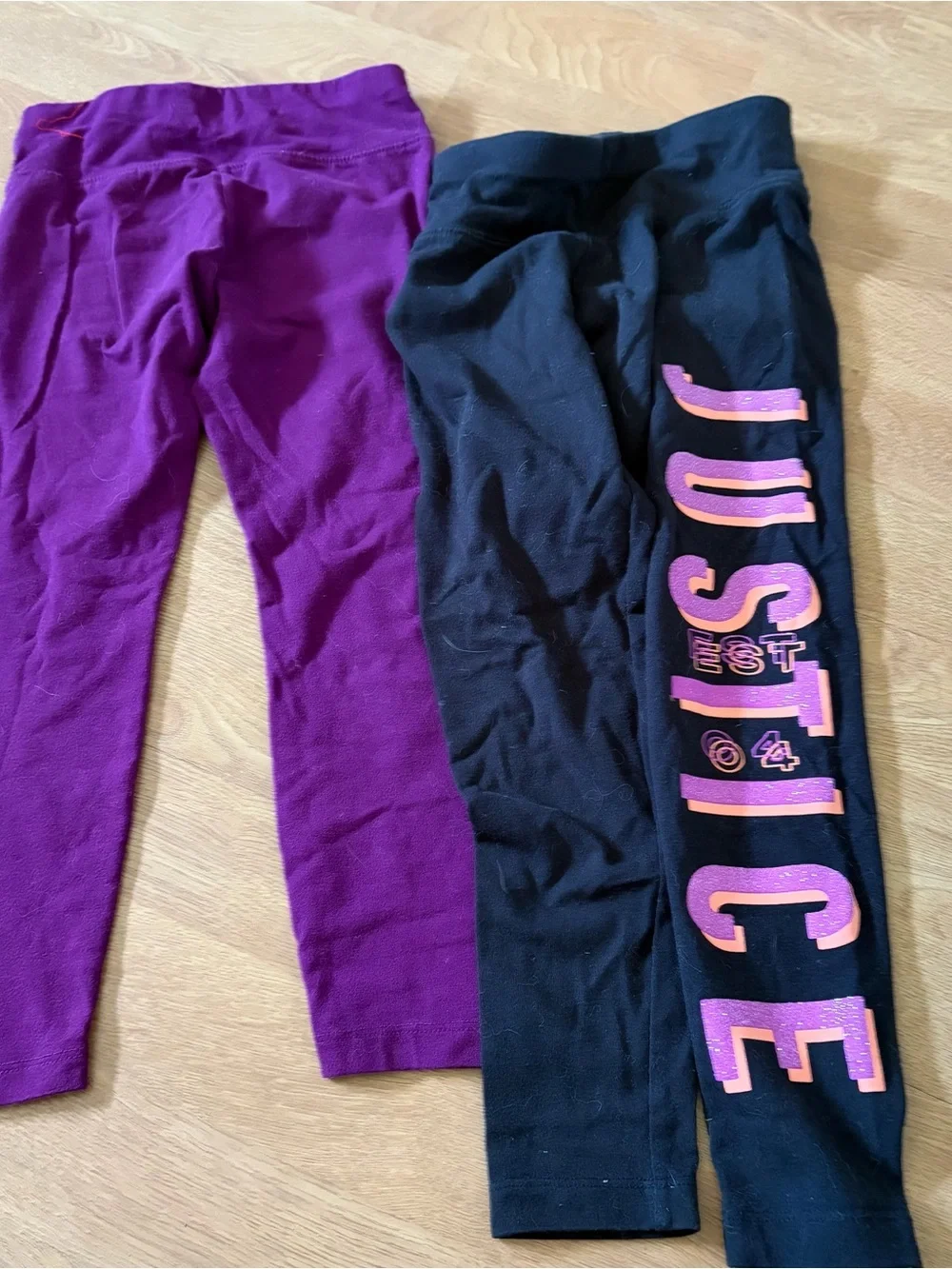 Justice girls purple & black capri/leggings bundle Sz XS